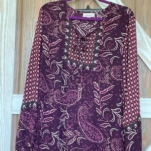 Purple Paisley Blouse and Pants Set. See description.  Top Suze XL Pants 16 NWOT